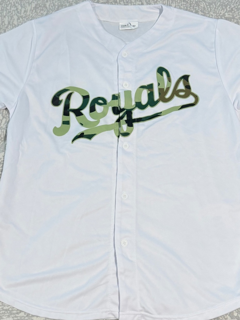 Kansas City Royals Baseball Jersey - White with Camo Logo - XL